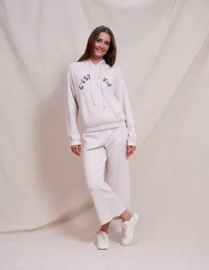 Sundry Contrast Stitch Hoodie & Stitch Pant Set in Oyster
