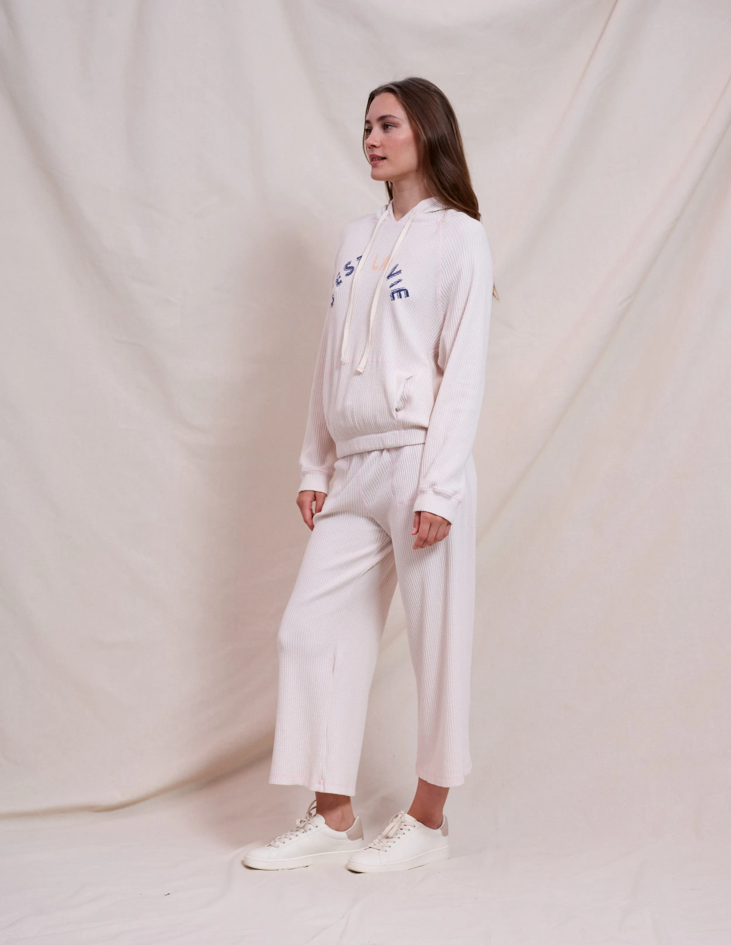 Sundry Contrast Stitch Hoodie & Stitch Pant Set in Oyster