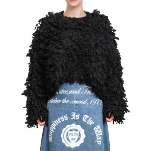 Sweater with "Boucle Meta fur" concept Black