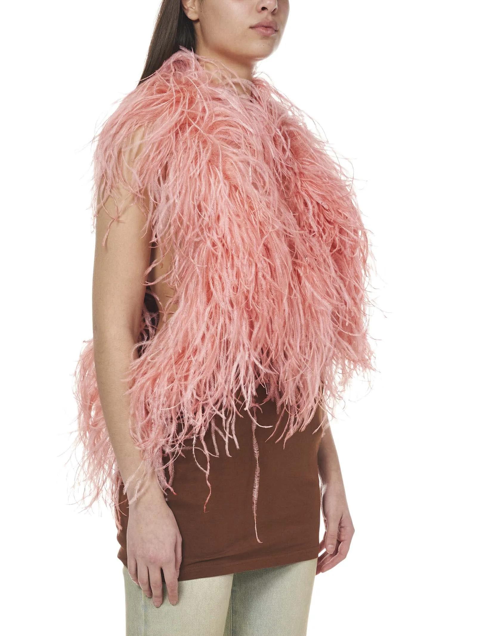 The Attico Sleeveless V-Neck Fluffy Top