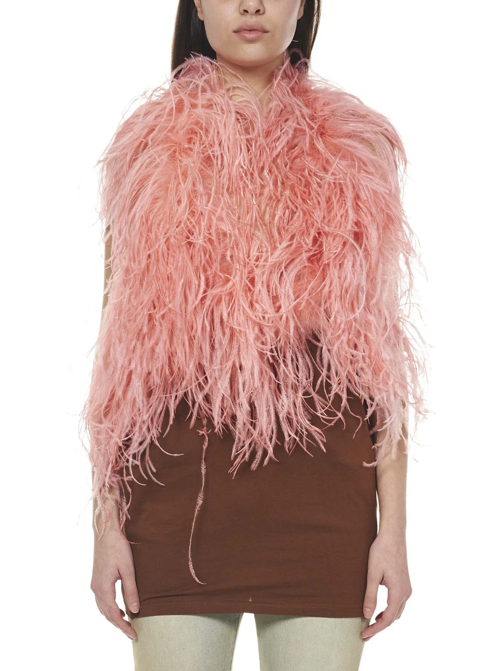 The Attico Sleeveless V-Neck Fluffy Top