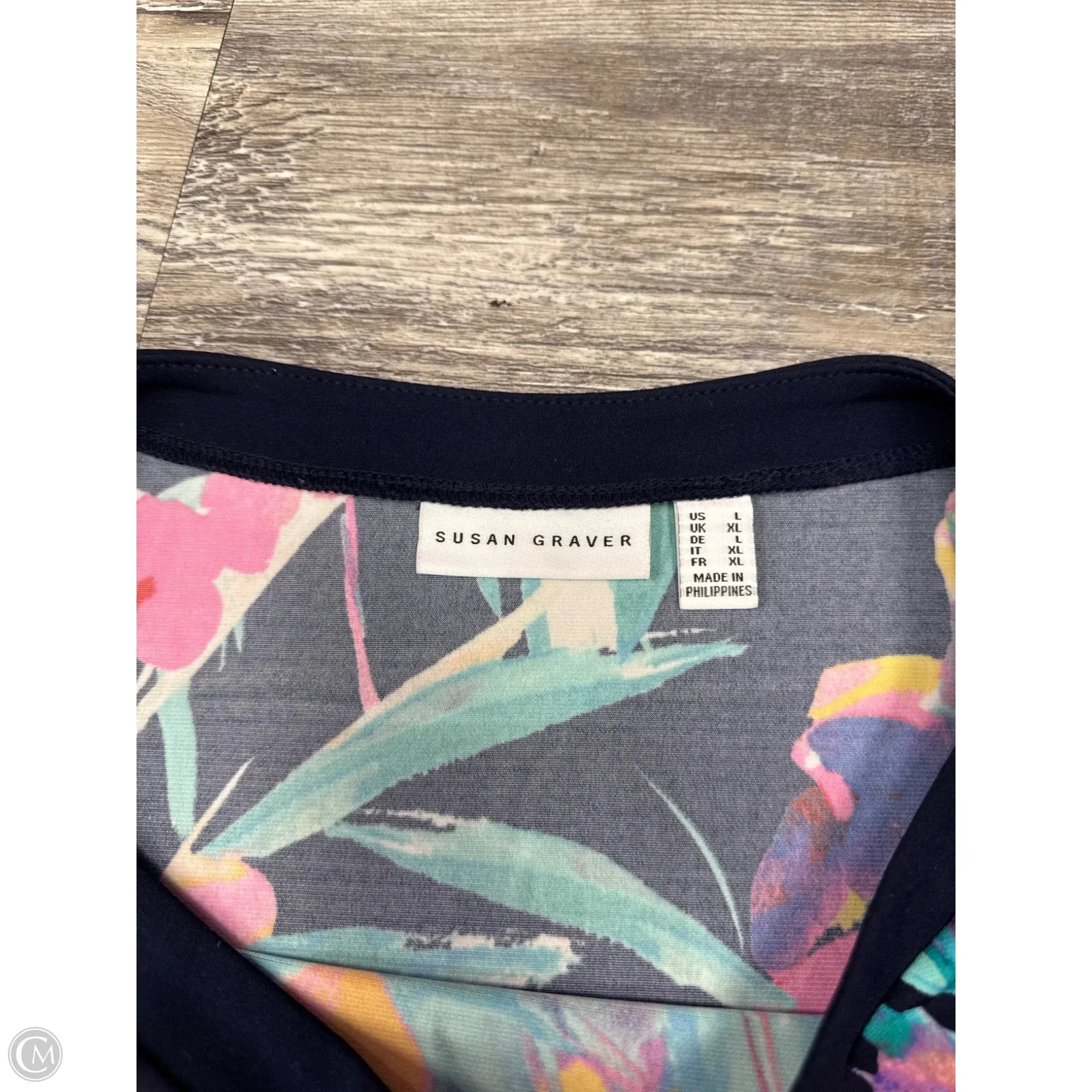 Top 3/4 Sleeve By Susan Graver In Multi-colored, Size: L