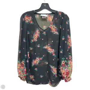 Top Long Sleeve By Cabi In Floral Print, Size: Xs