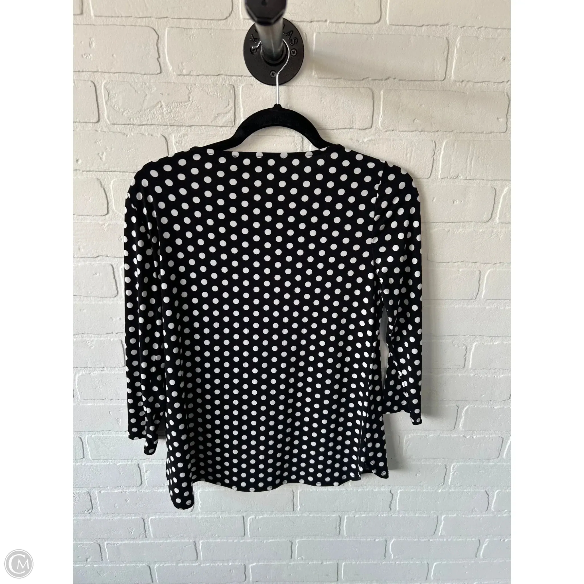 Top Long Sleeve By Calvin Klein In Black & White, Size: S