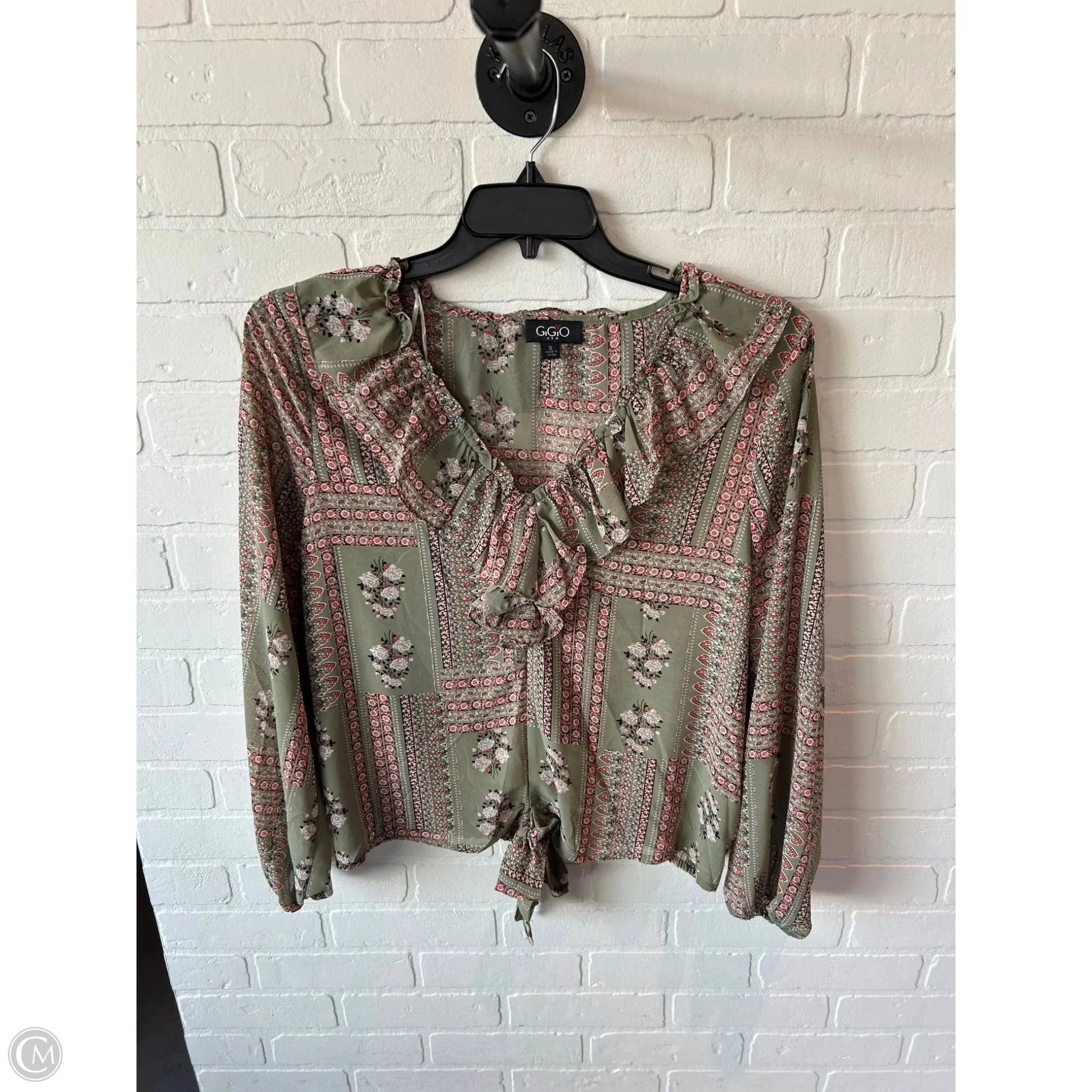 Top Long Sleeve By Gigio In Green & Orange, Size: S