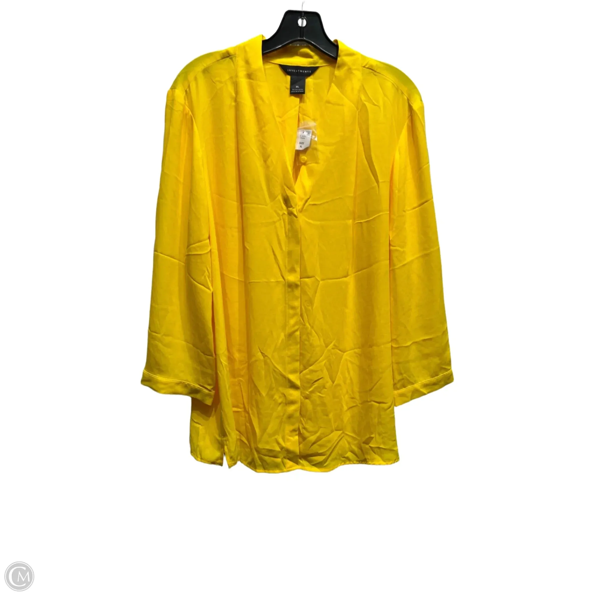 Top Long Sleeve By Investments In Yellow, Size: Xl