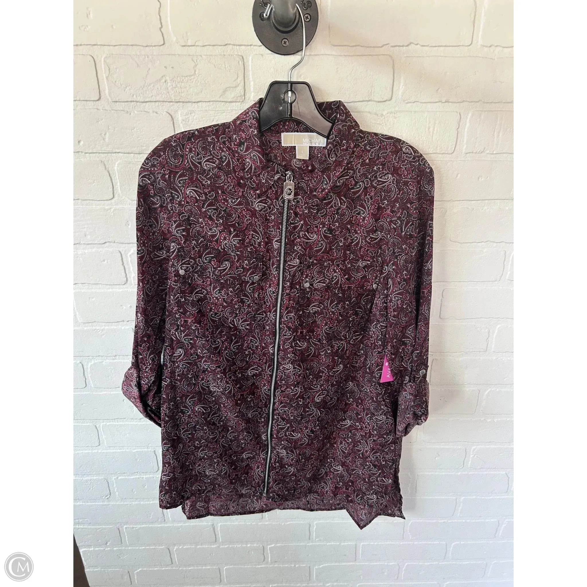 Top Long Sleeve By Michael By Michael Kors In Red & White, Size: S