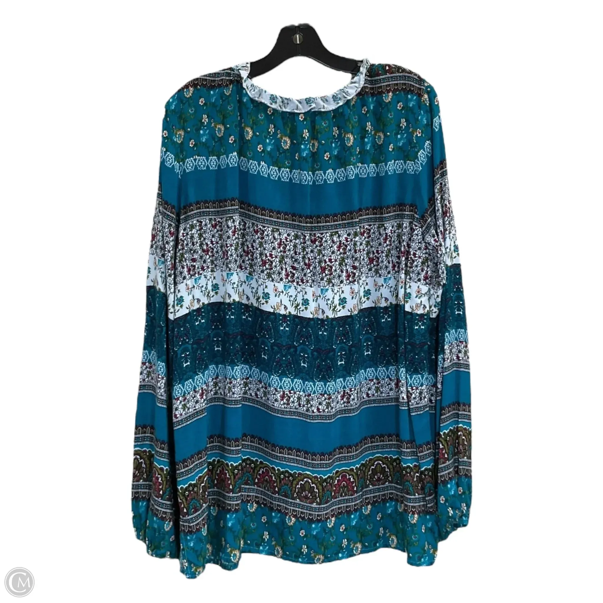 Top Long Sleeve By Suzanne Betro In Multi-colored, Size: 2x