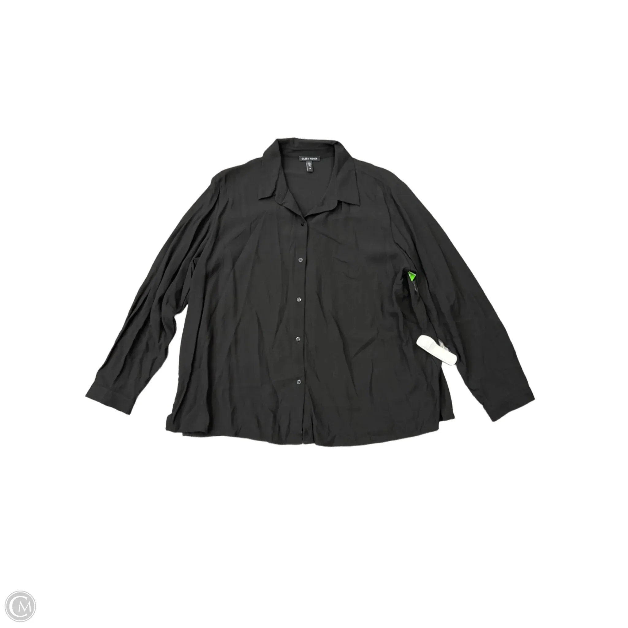 Top Long Sleeve Designer By Eileen Fisher In Black, Size: L