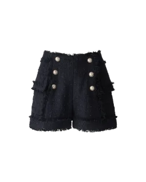 Tweed Gold-Tone Button Shorts