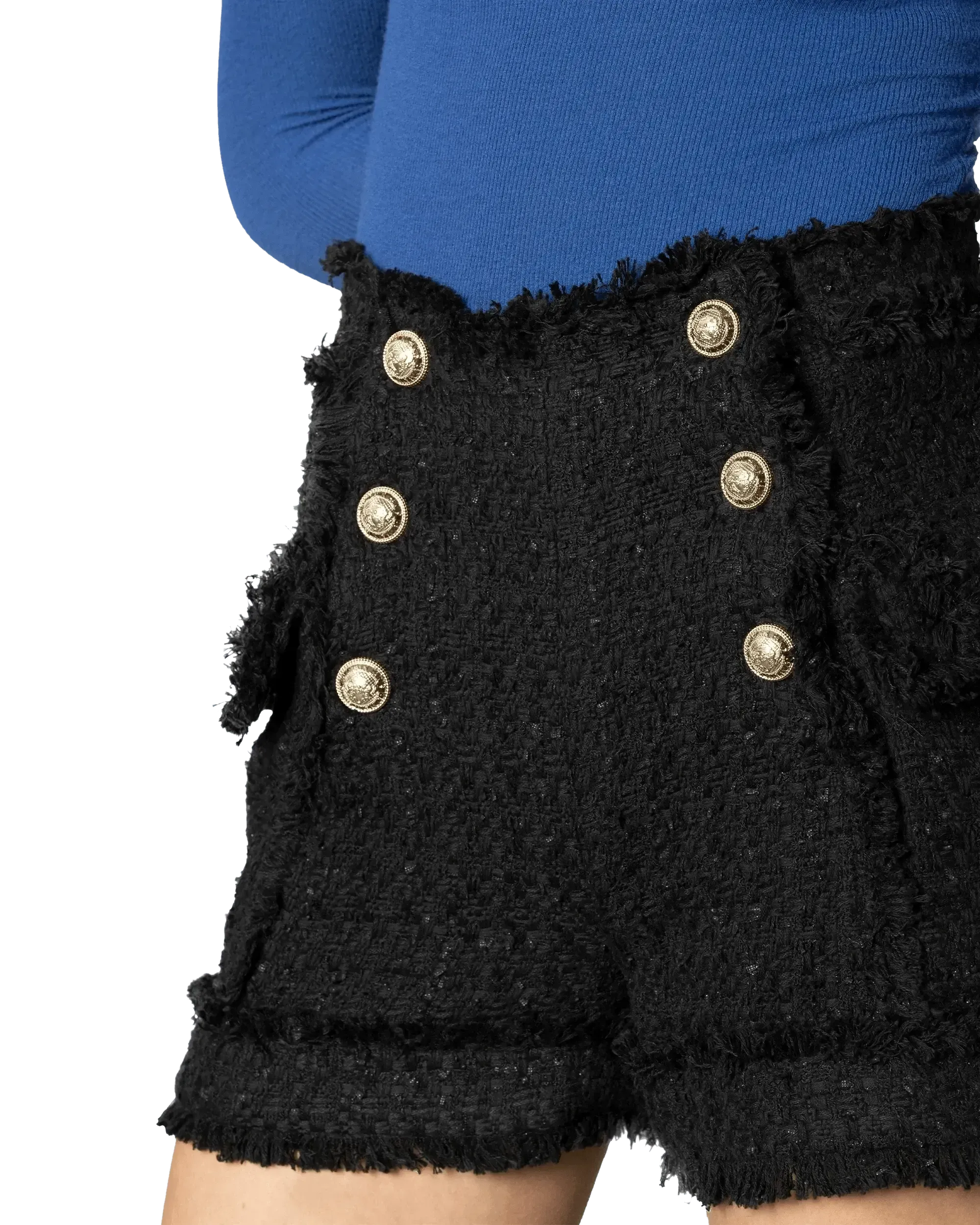Tweed Gold-Tone Button Shorts