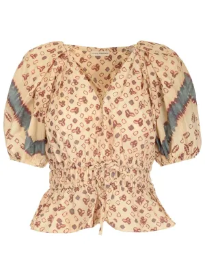 Ulla Johnson Ines V-Neck Short Sleeved Top