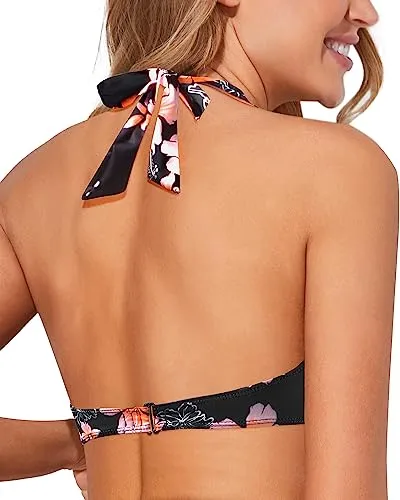 V Neck Bikini Tops Push Up Swim Tops