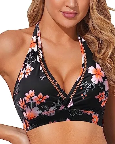 V Neck Bikini Tops Push Up Swim Tops