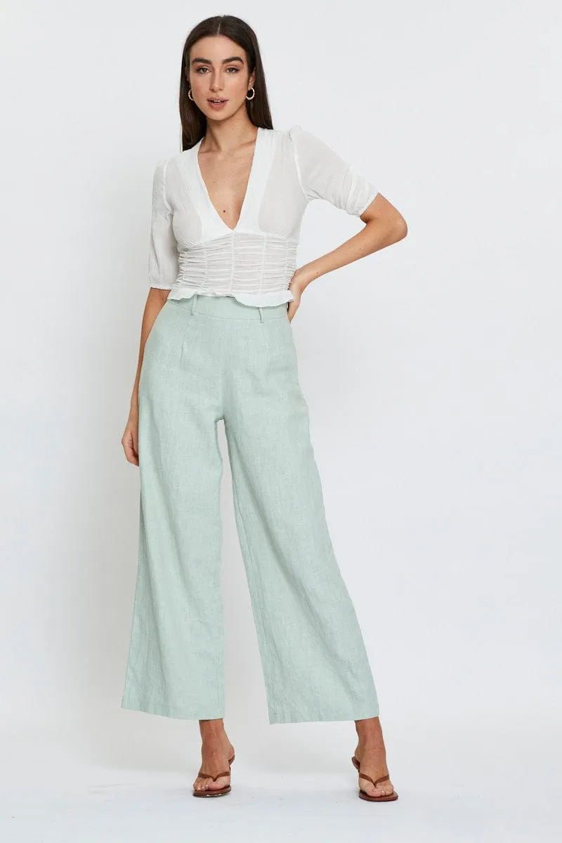 White Crop Top V-Neck