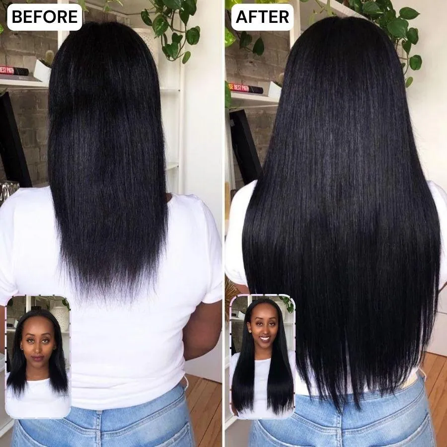 WOWANGEL Seamless Clip Ins Hair Extensions Straight/Body Wave/Kinky Straight/Kinky Curly