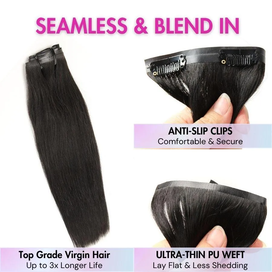 WOWANGEL Seamless Clip Ins Hair Extensions Straight/Body Wave/Kinky Straight/Kinky Curly